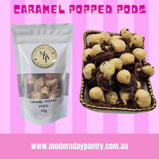 FREEZE DRIED CARAMEL POPPED PODS - 60G