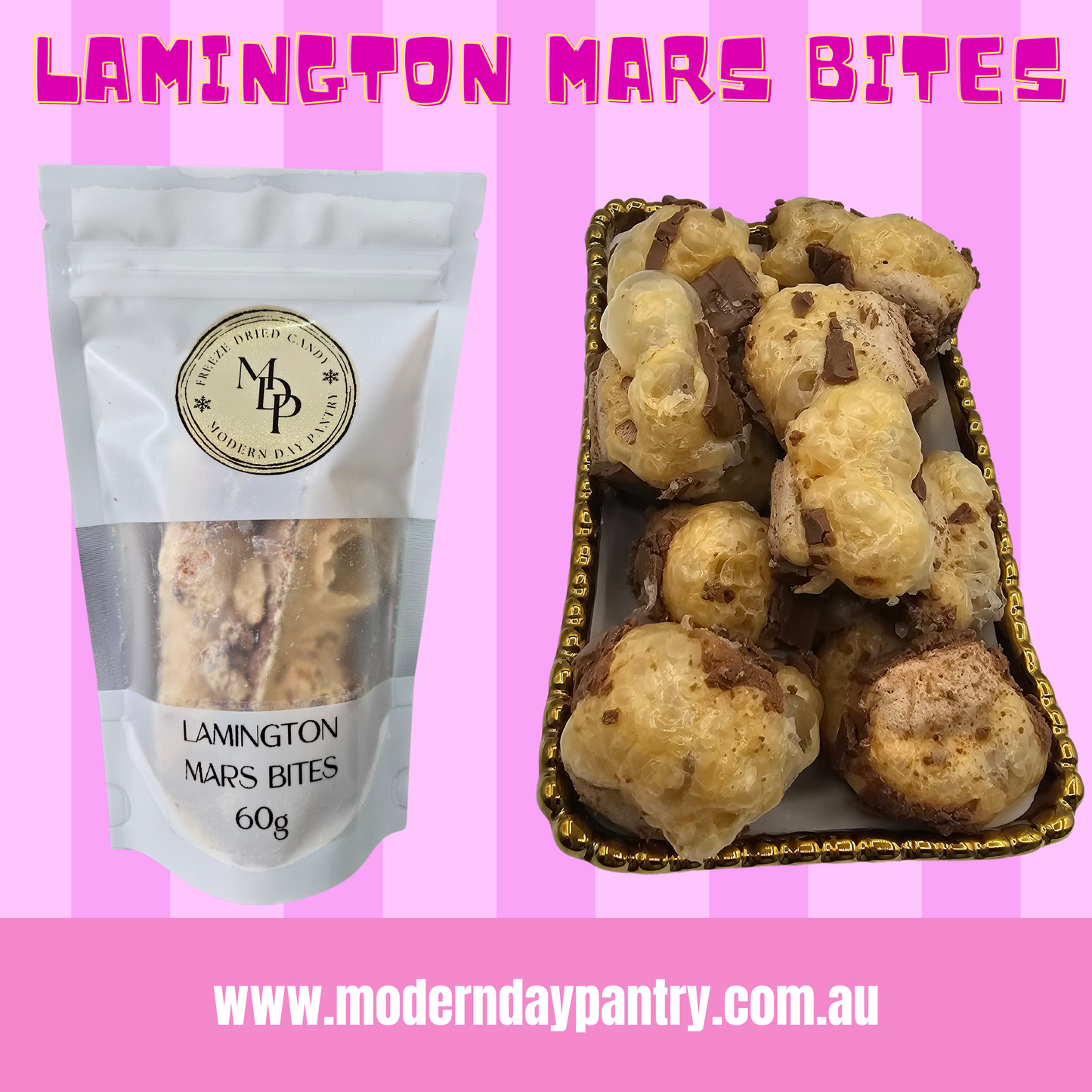 FREEZE DRIED LAMINGTON MARS BAR BITES - 50G