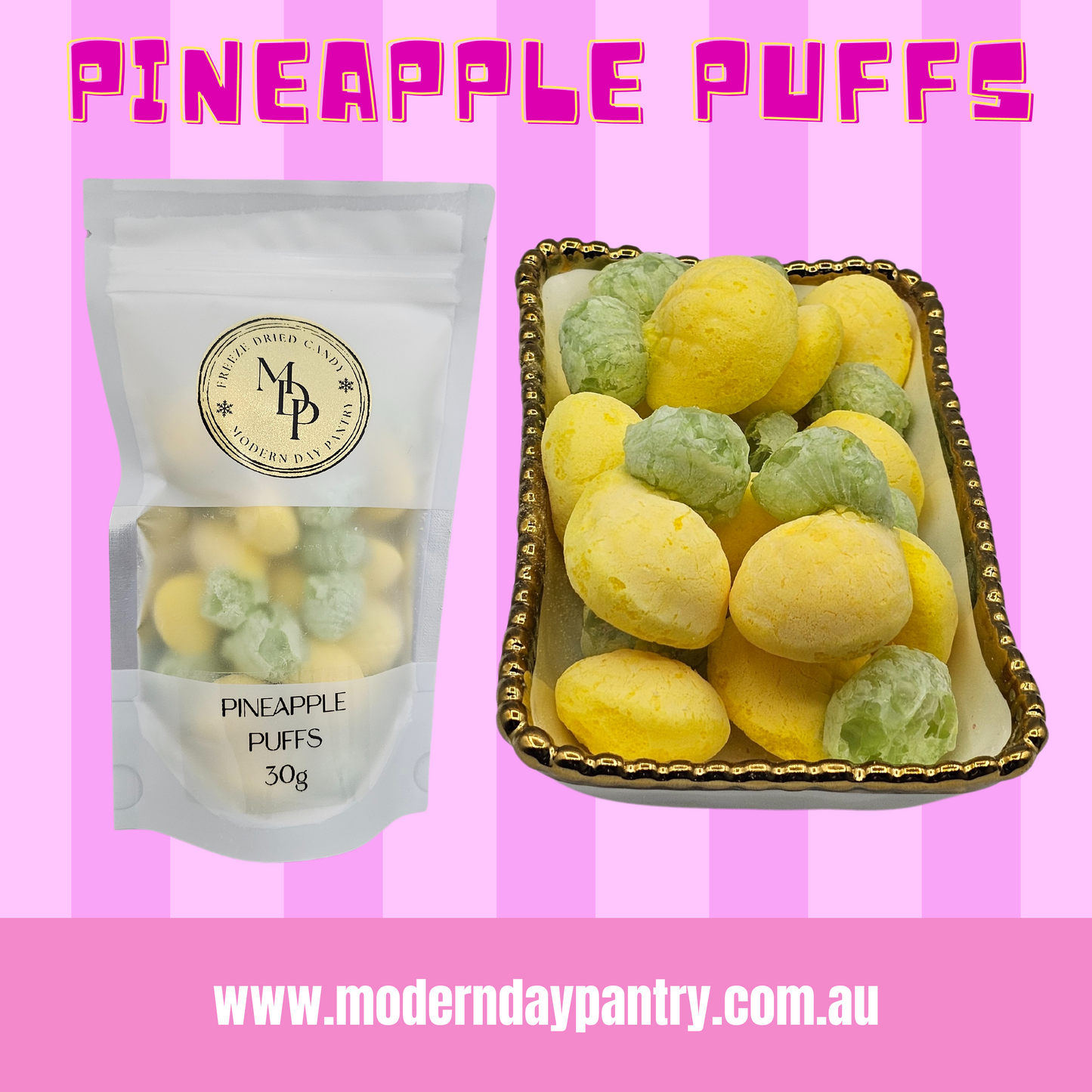 FREEZE DRIED PINEAPPLE PUFFS - 45G