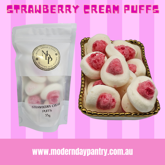 FREEZE DRIED STRAWBERRY CREAM PUFFS - 35G